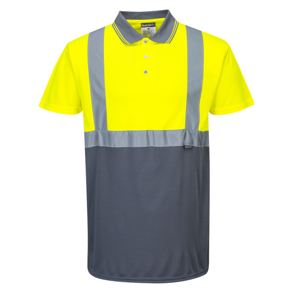 Portwest Warnschutz Kontrast Polo-Shirt "S479" kurzarm gelb/grau