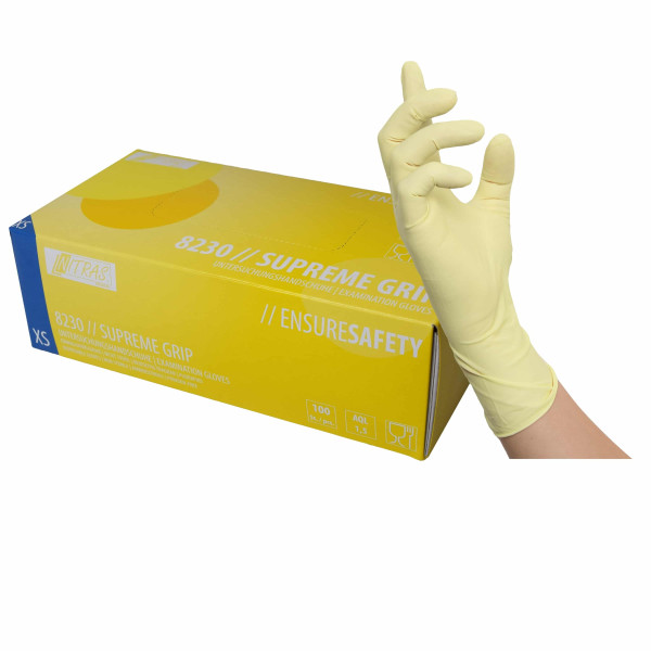 Nitras Medical Latex Einmalhandschuhe SUPREME GRIP 100 Stück