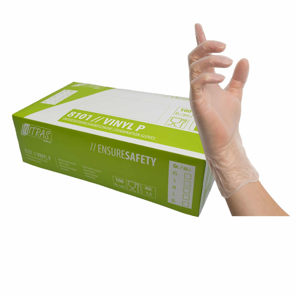 Nitras Medical Vinyl Einweghandschuhe VINYL P transparent 100er Box
