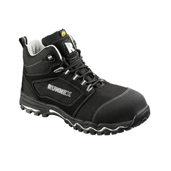 RUNNEX ESD-Sicherheitsschnürstiefel S3S LightStar schwarz/weiß/grau