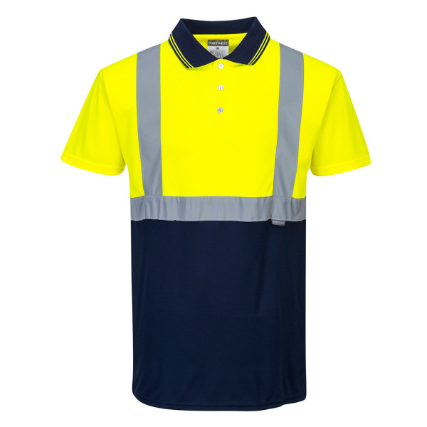 Portwest Warnschutz Kontrast Polo-Shirt "S479" kurzarm gelb/marine