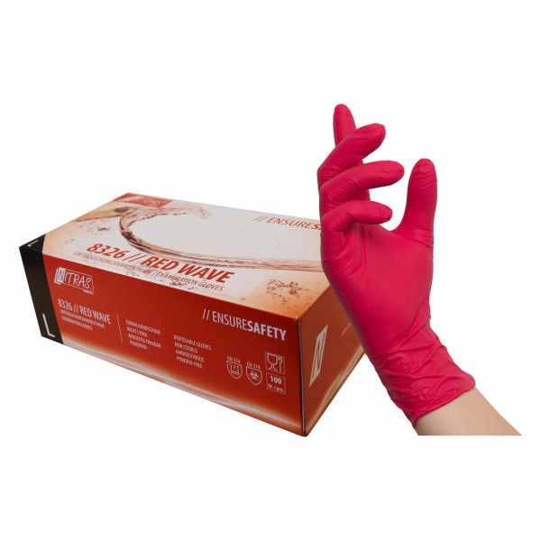 Nitras Medical Nitril-Einweghandschuhe RED WAVE Rot 100er Box